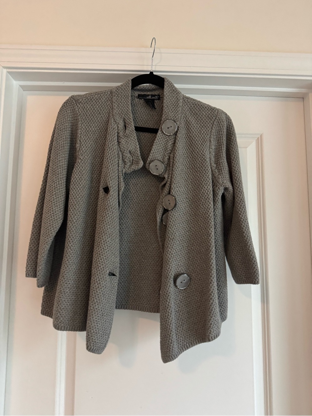 Willi Smith Button Front Cardigan Jacket - Gray